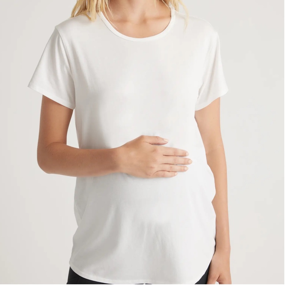 Quince White Short Sleeve Maternity Tee